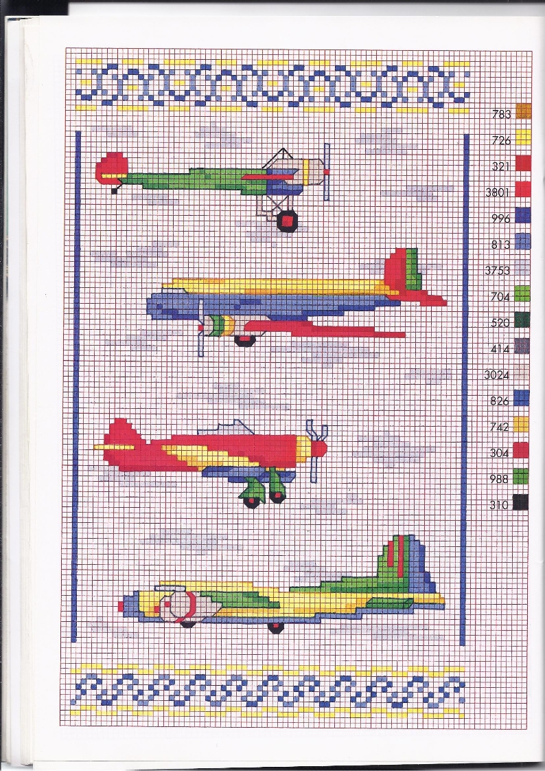 Aerei ed aeroplani per bambini schemi punto croce