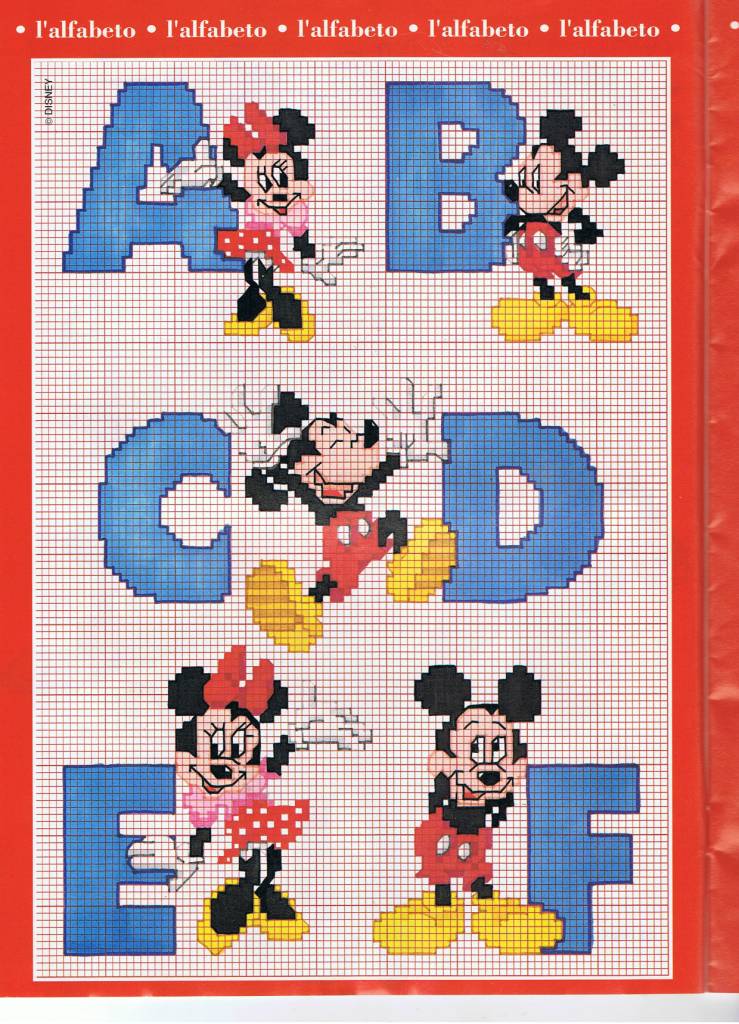 Alfabeto punto croce con Disney Topolino e Minnie (1)