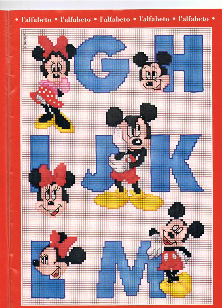 Alfabeto punto croce con Disney Topolino e Minnie (2)