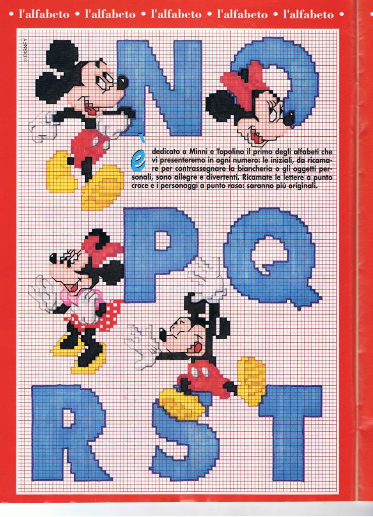 Alfabeto punto croce con Disney Topolino e Minnie (3)
