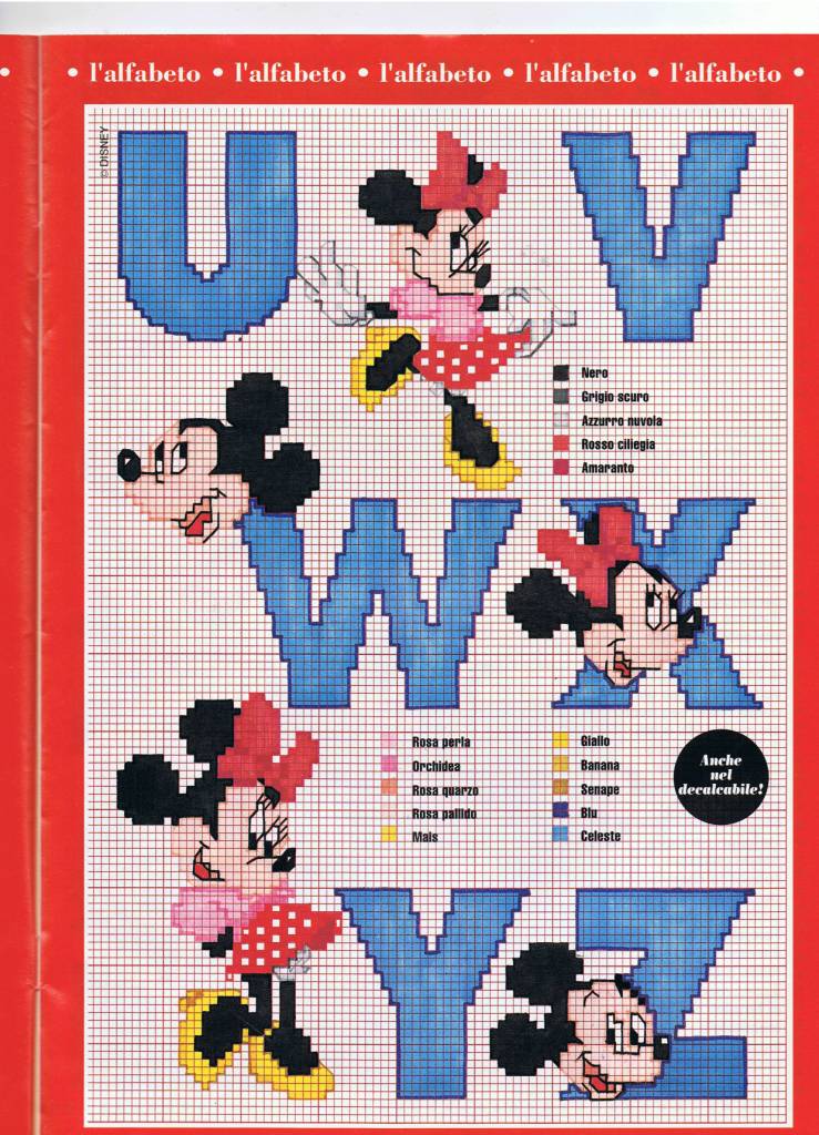 Alfabeto punto croce con Disney Topolino e Minnie (4)