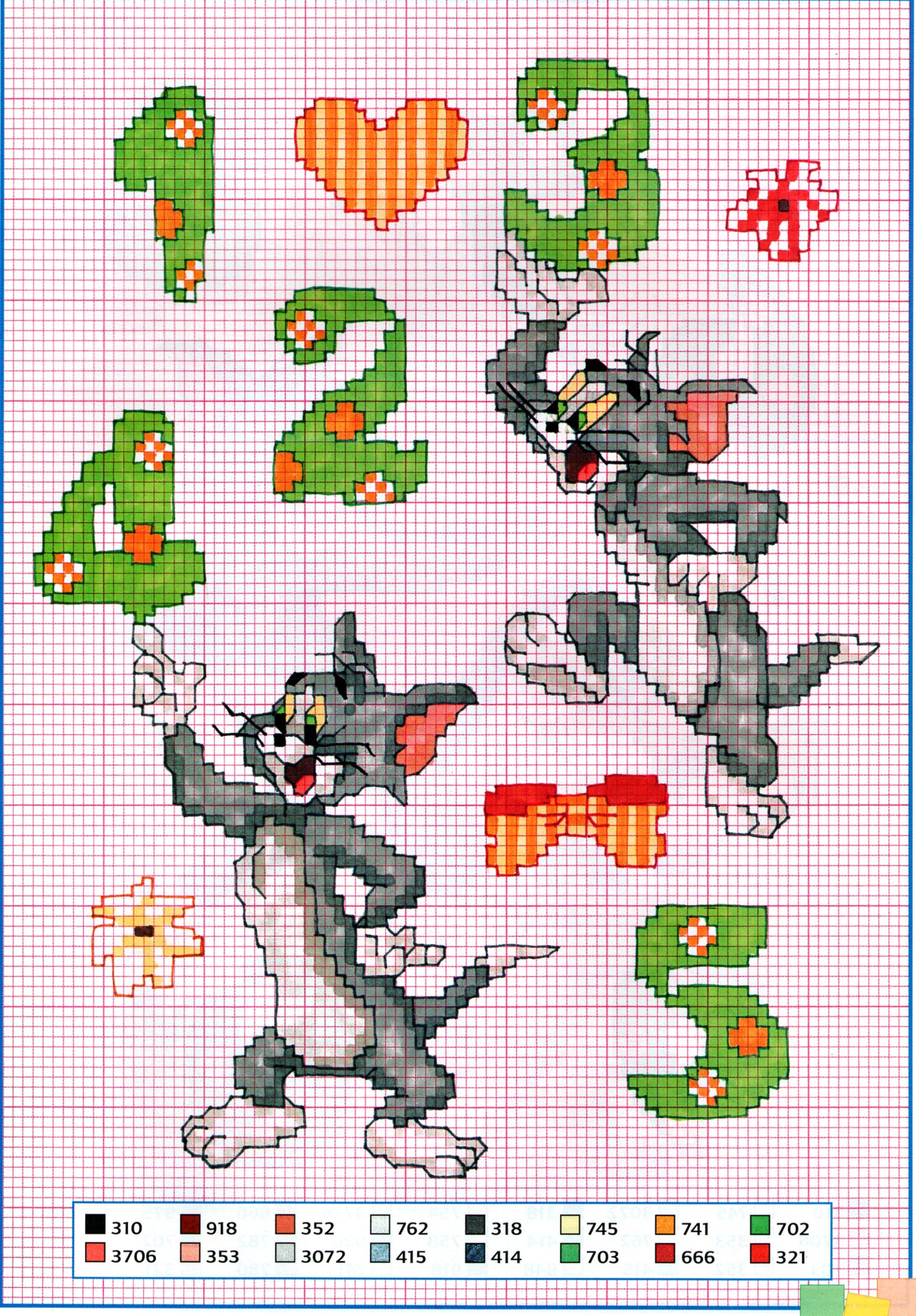 Alfabeto punto croce con Tom e Jerry (4)