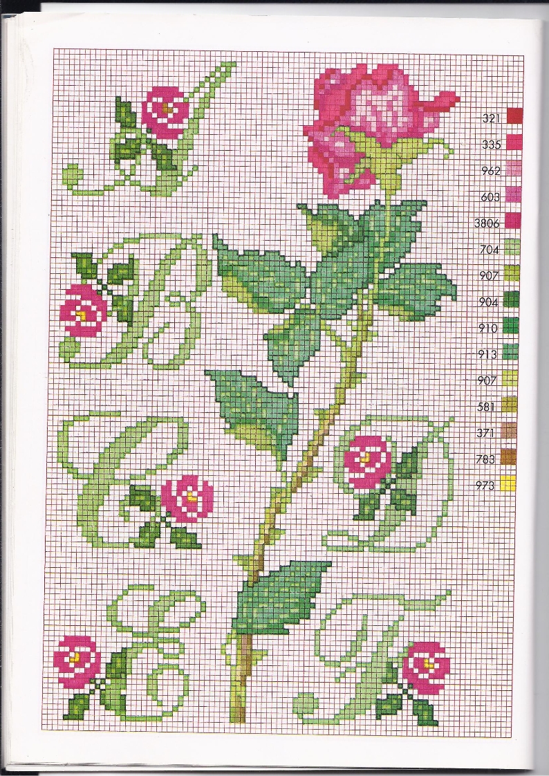 Alfabeto punto croce con le rose (1)