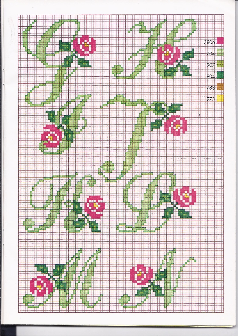 Alfabeto punto croce con le rose (2)