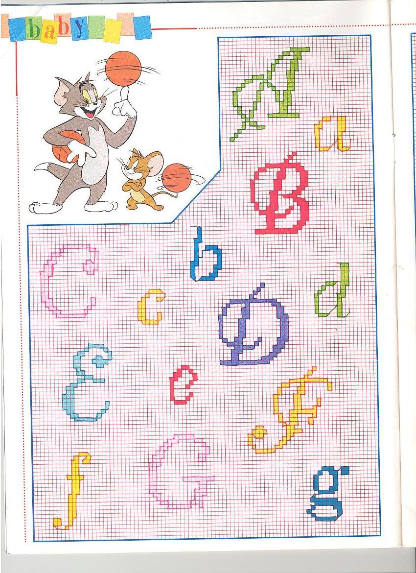 Alfabeto punto croce da ricamare con Tom e Jerry (2)