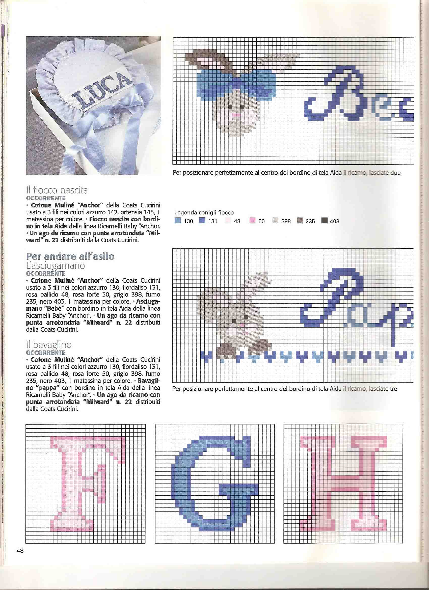 Alfabeto punto croce semplice maiuscolo bimbo rosa e blu (3)