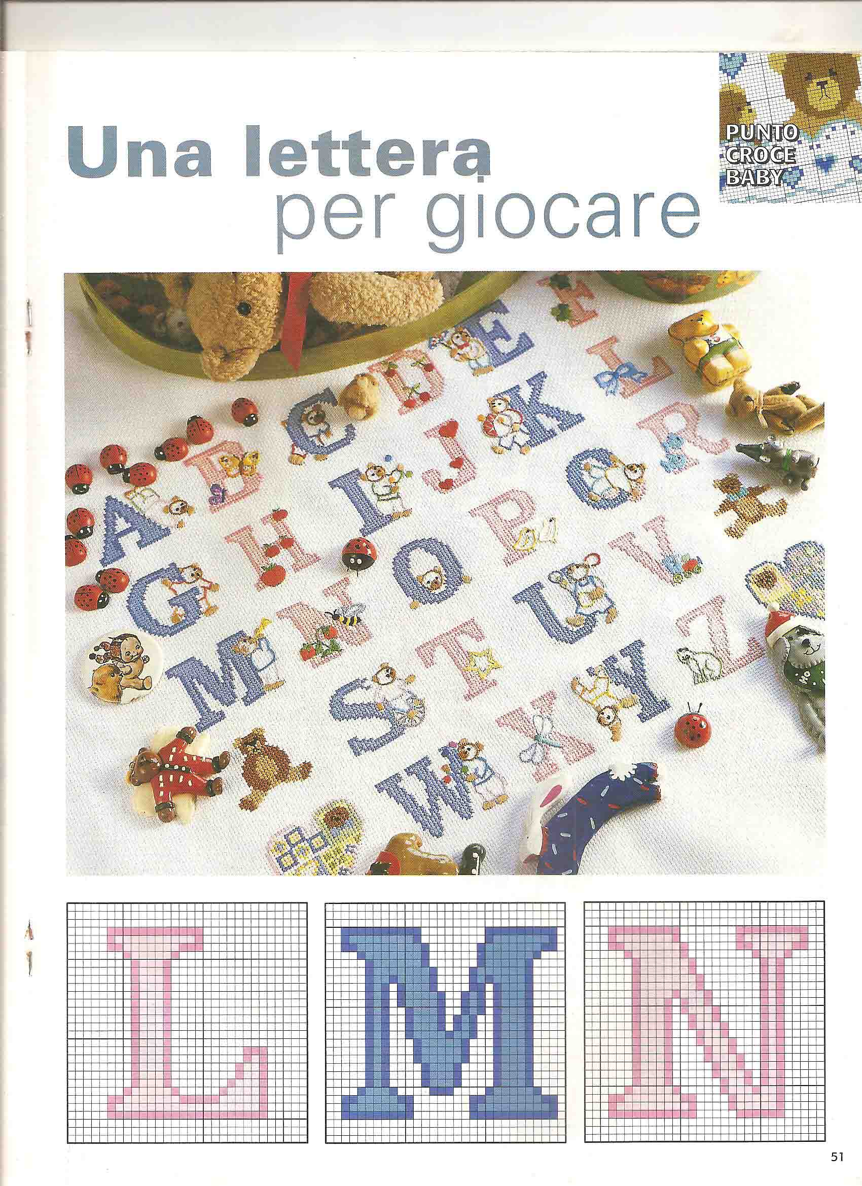 Alfabeto punto croce semplice maiuscolo bimbo rosa e blu (5)