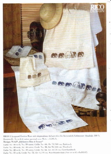Asciugamano bagno punto croce con elefanti (1)