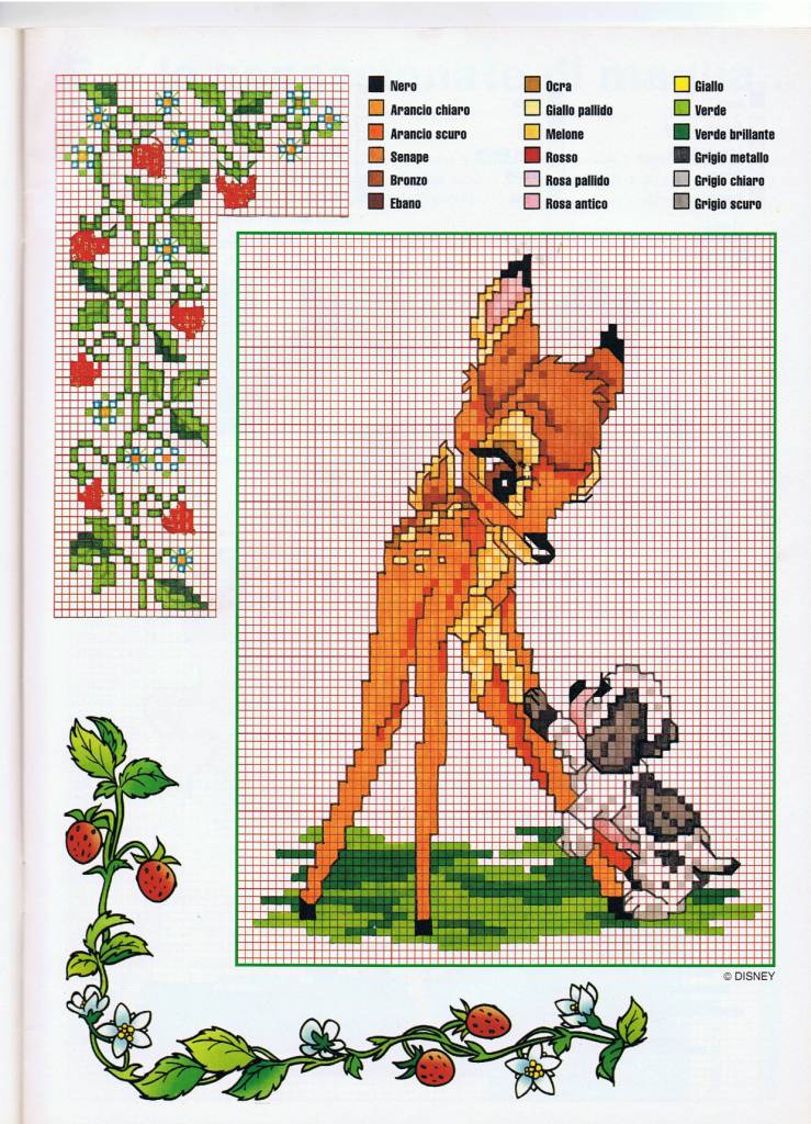 Bambi con un cagnolino schema punto croce