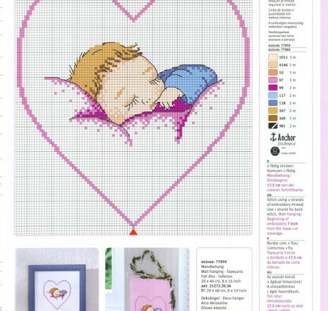 Bambino che dorme schema punto croce quadro nascita