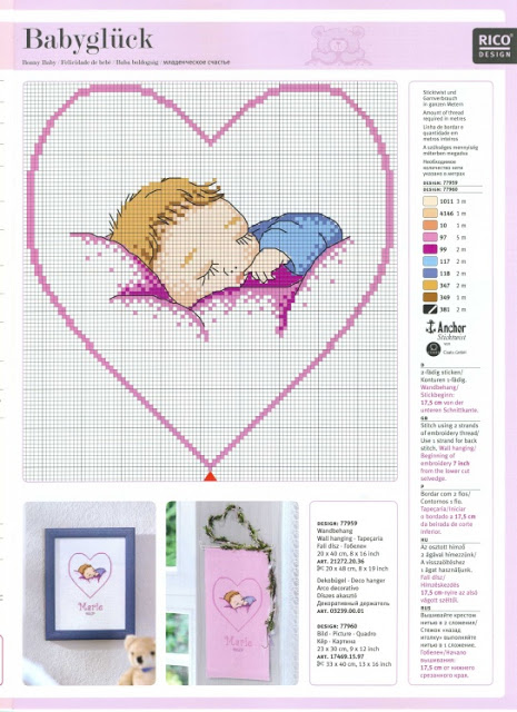 Bambino che dorme schema punto croce quadro nascita