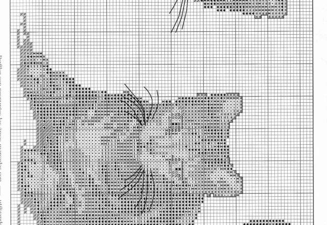 Bel quadro punto croce con gatti tigrati grigi (4)