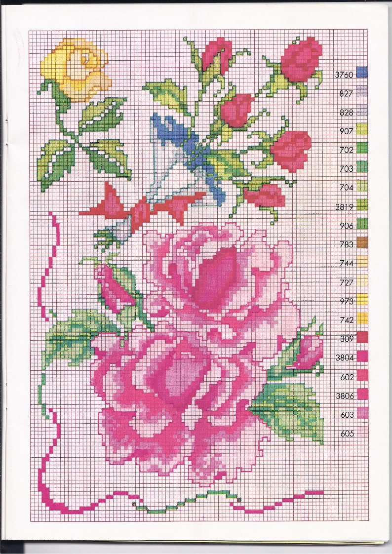 Bellissime rose di vario colore schemi punto croce fiori