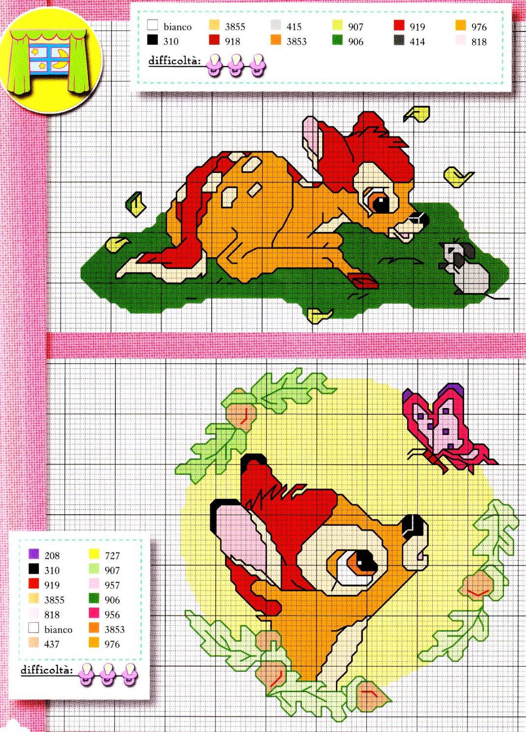 Bellissimi schemi Bambi punto croce (2)