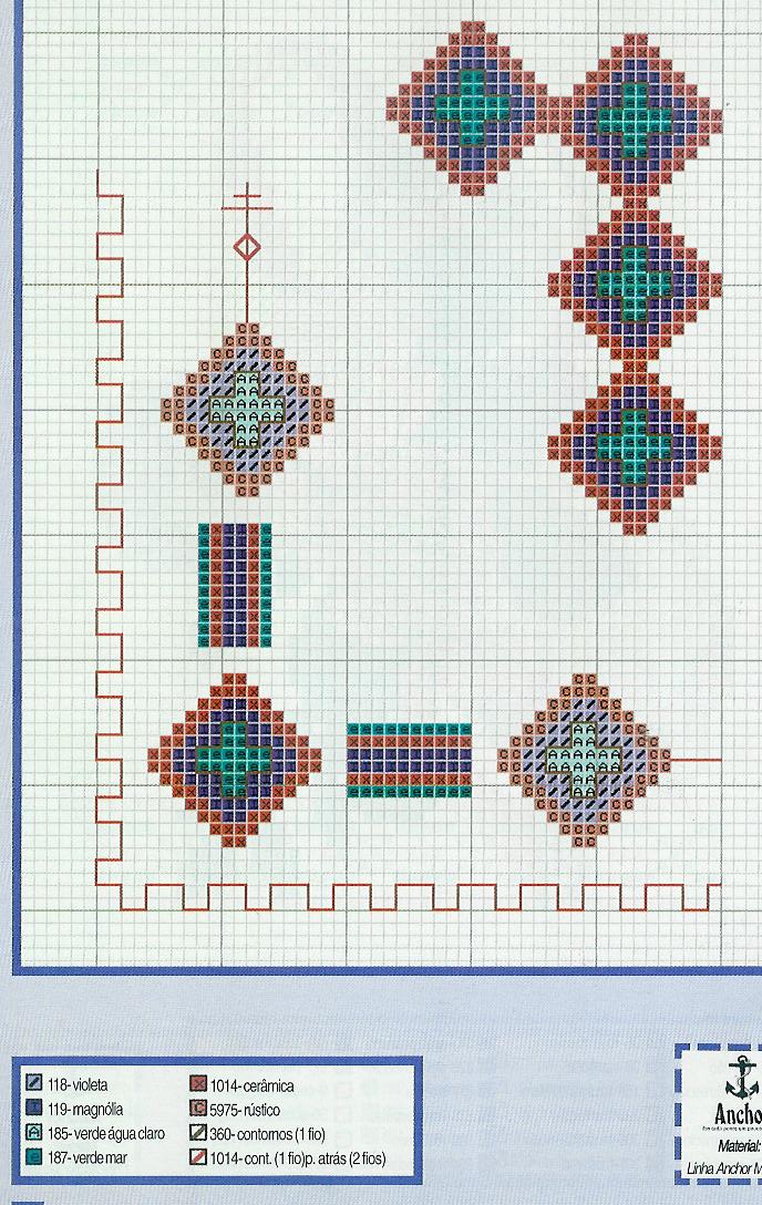 Bordo punto croce gratis con motivi geometrici piccoli rombi
