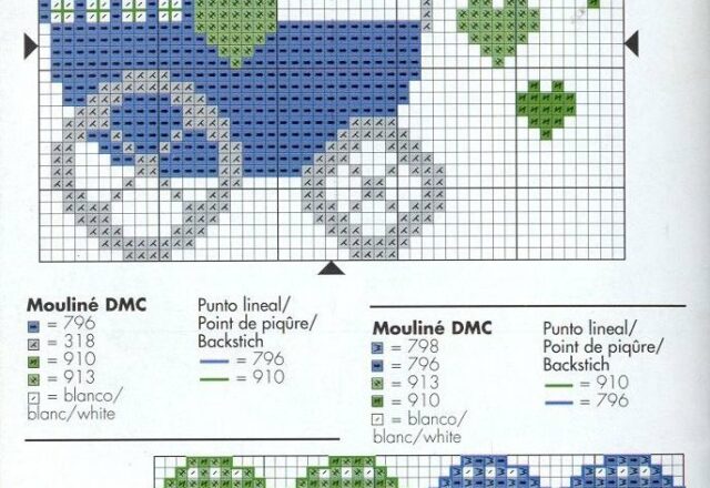 Carrozzina semplice e cuoricini schema punto croce quadro nascita