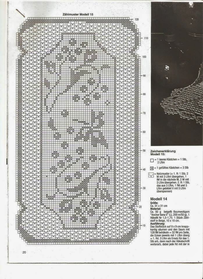 Centro rettangolare fiori rampicanti schema filet uncinetto
