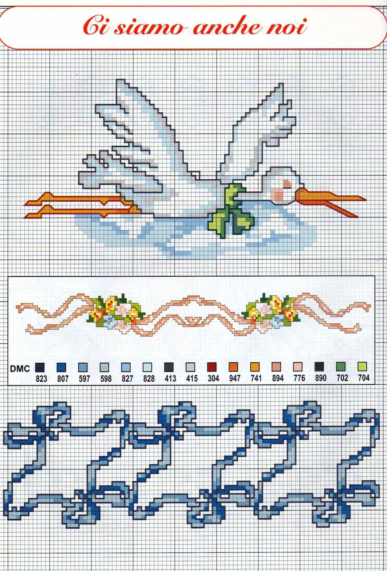 Cicogne e bordi schemi punto croce nascita (1)