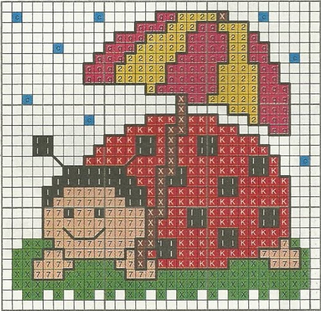 Coccinelle punto croce schemi piccoli bavaglini 1