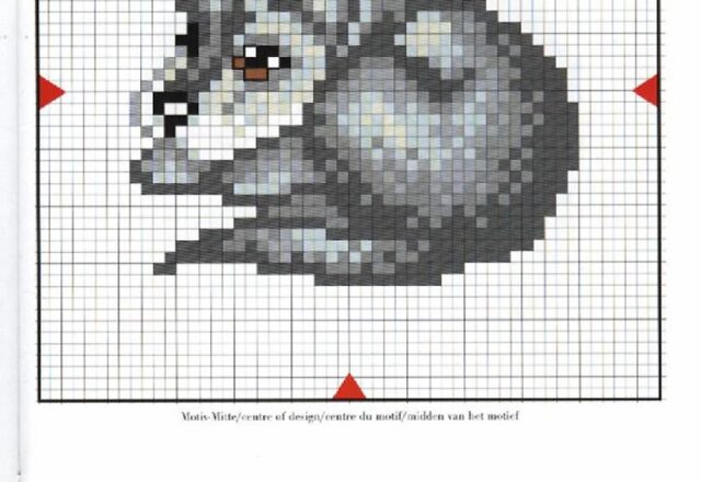 Cucciolo di cane grigio schema punto croce piccolo