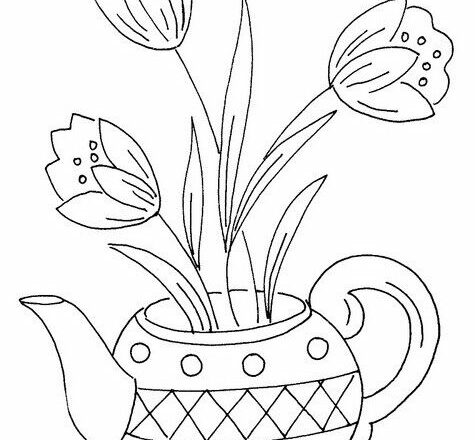 DISEGNO DA RICAMARE TEIERA CON TULIPANI