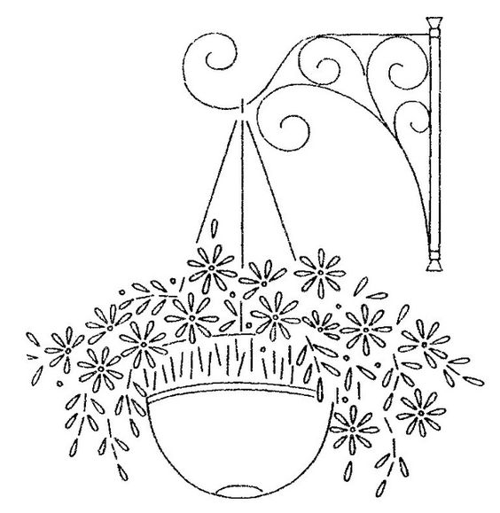 DISEGNO DA RICAMARE VASO DI FIORI I PENSILE