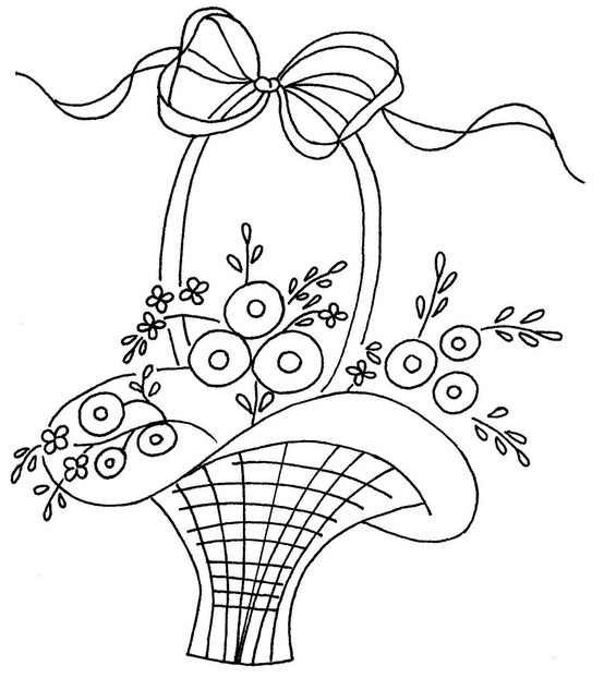 DISEGNO DA RICAMARE VASO DI FIORI ROTONDI