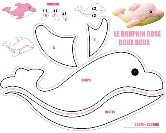 Delfino rosa schema feltro pannolenci