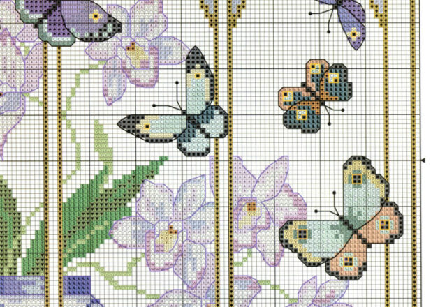 Deliziose farfalle su finestra schema punto croce (1)