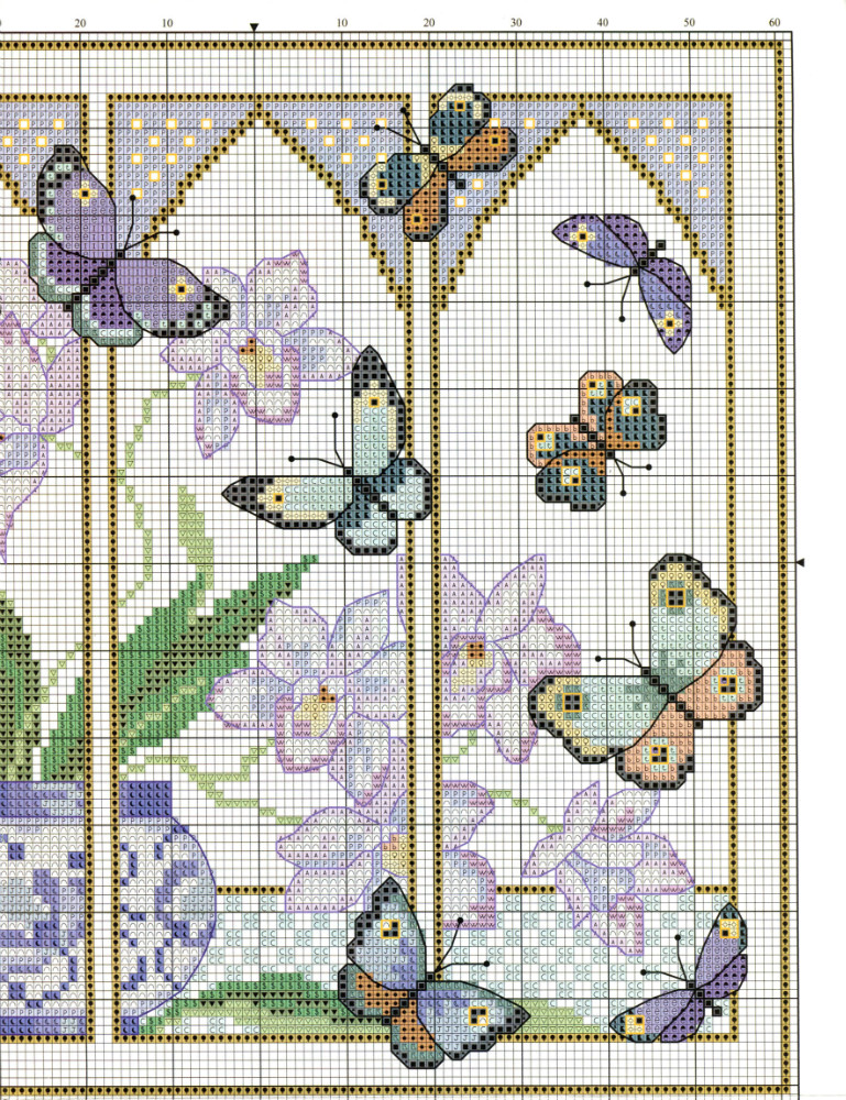 Deliziose farfalle su finestra schema punto croce (1)