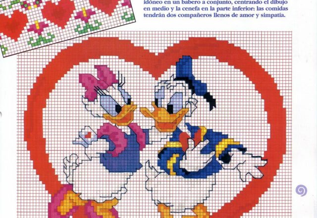 Disney Paperina e Paperino innamorati a punto croce