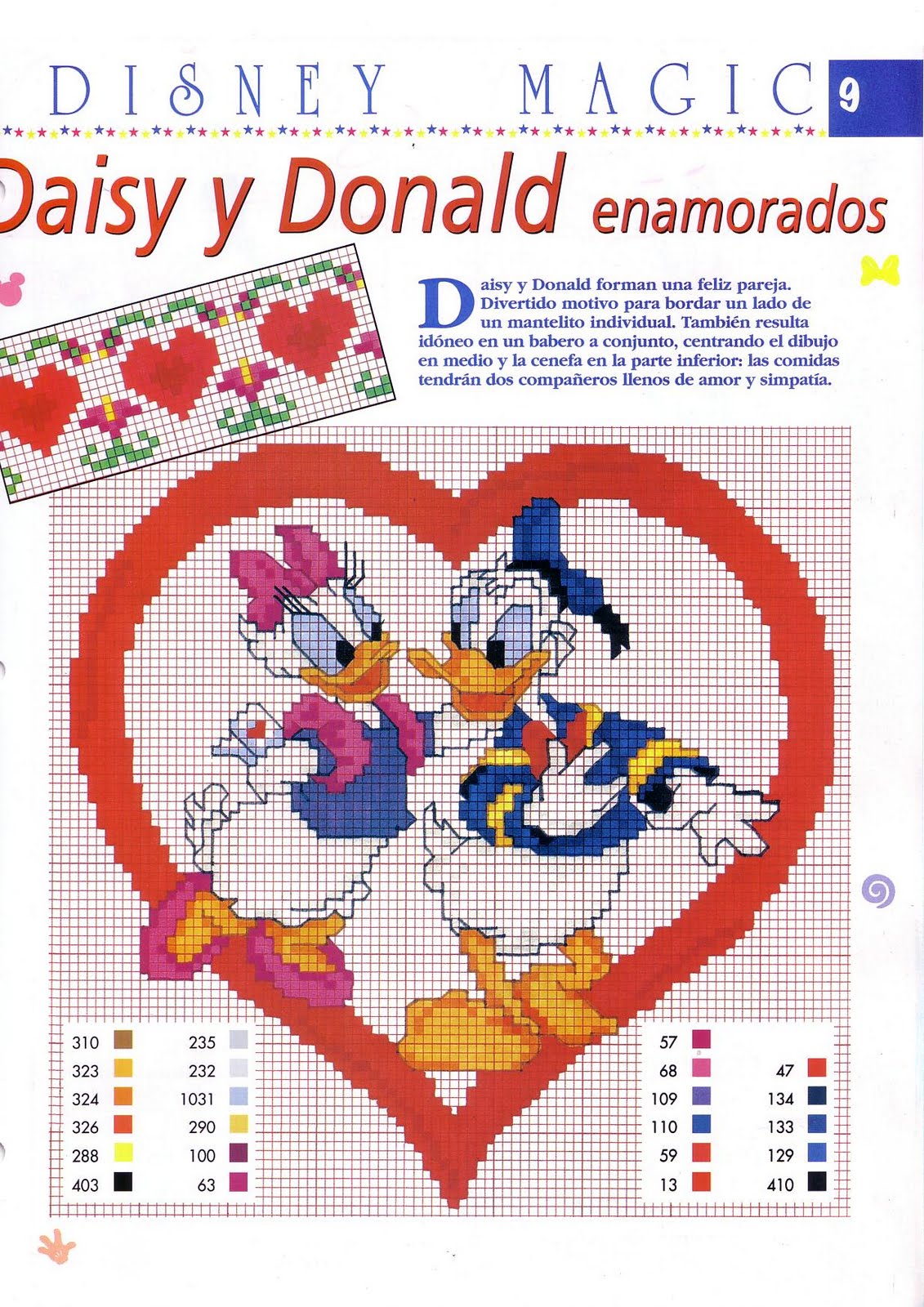 Disney Paperina e Paperino innamorati a punto croce
