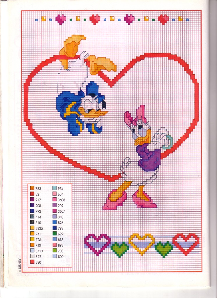 Disney Paperino e Paperina innamorati con i cuoricini