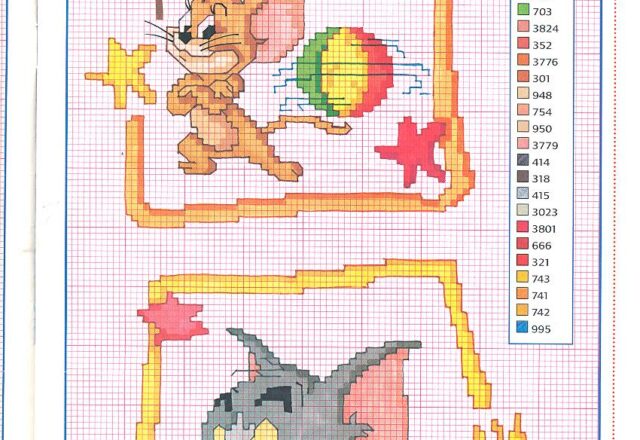 Due simpatici schemi punto croce di Tom e Jerry per l’ estate