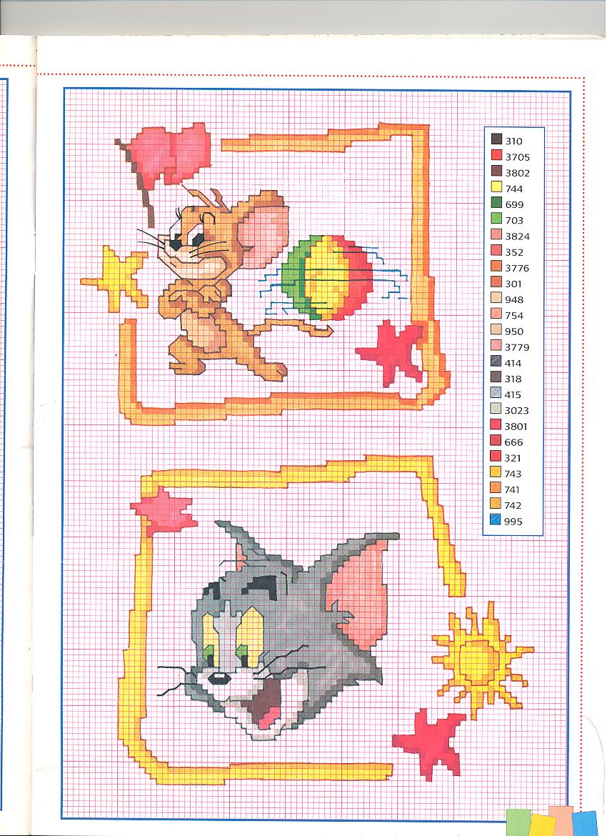 Due simpatici schemi punto croce di Tom e Jerry per l’ estate