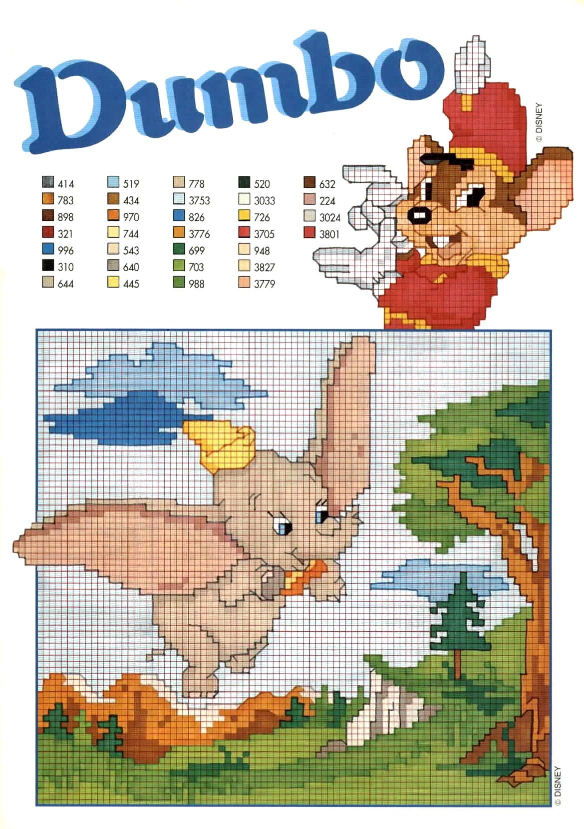 Dumbo walt disney schema punto croce