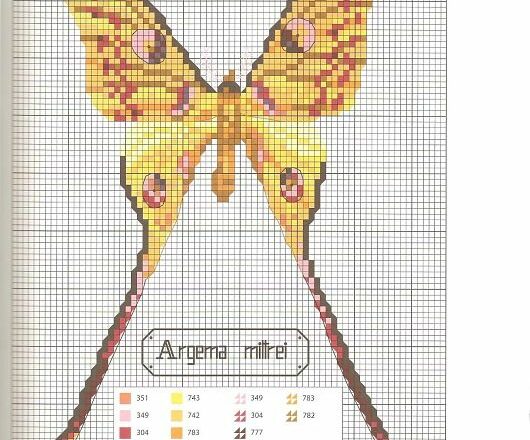 Farfalla grande sfumature di giallo schema punto croce
