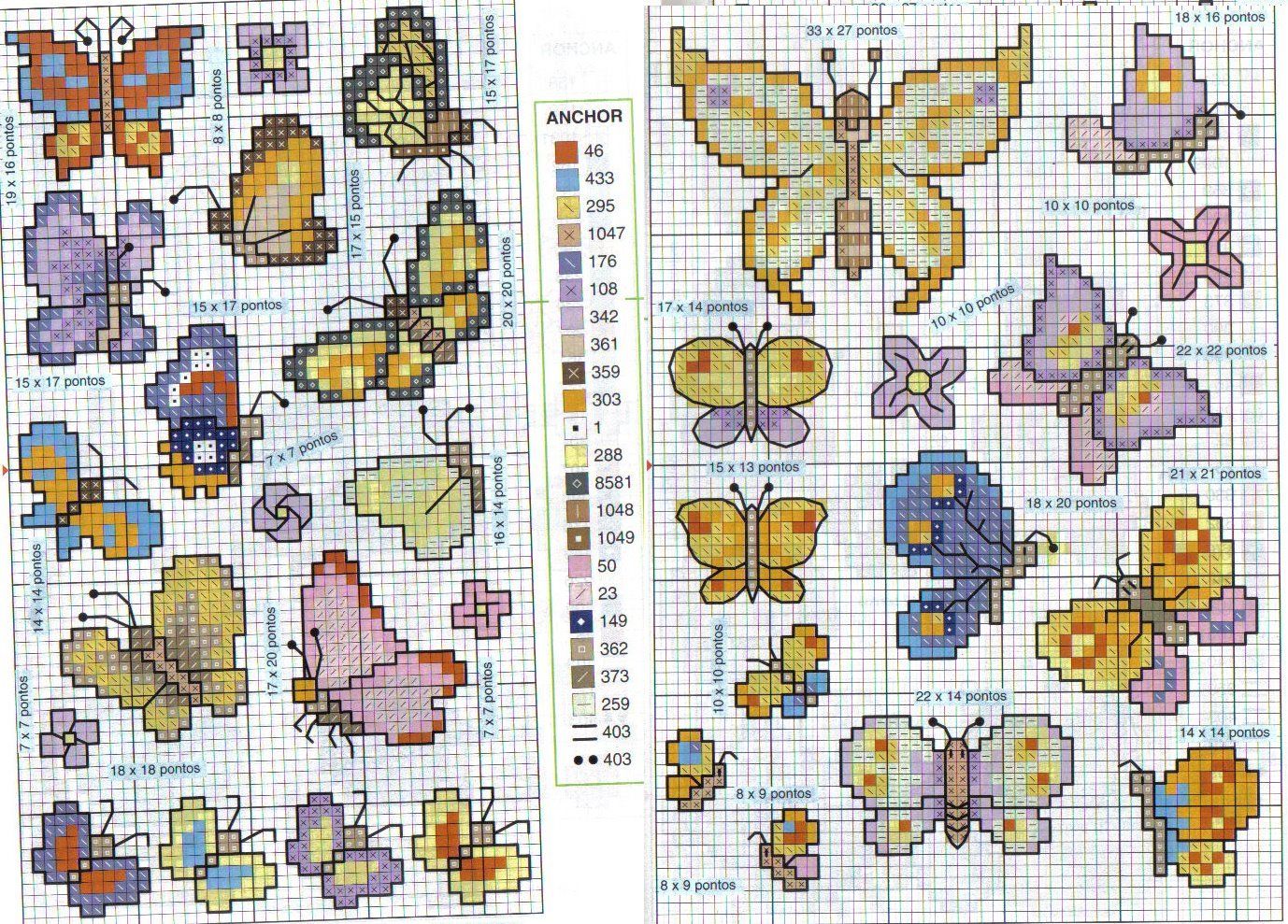 Farfalle piccoli e semplici schemi punto croce