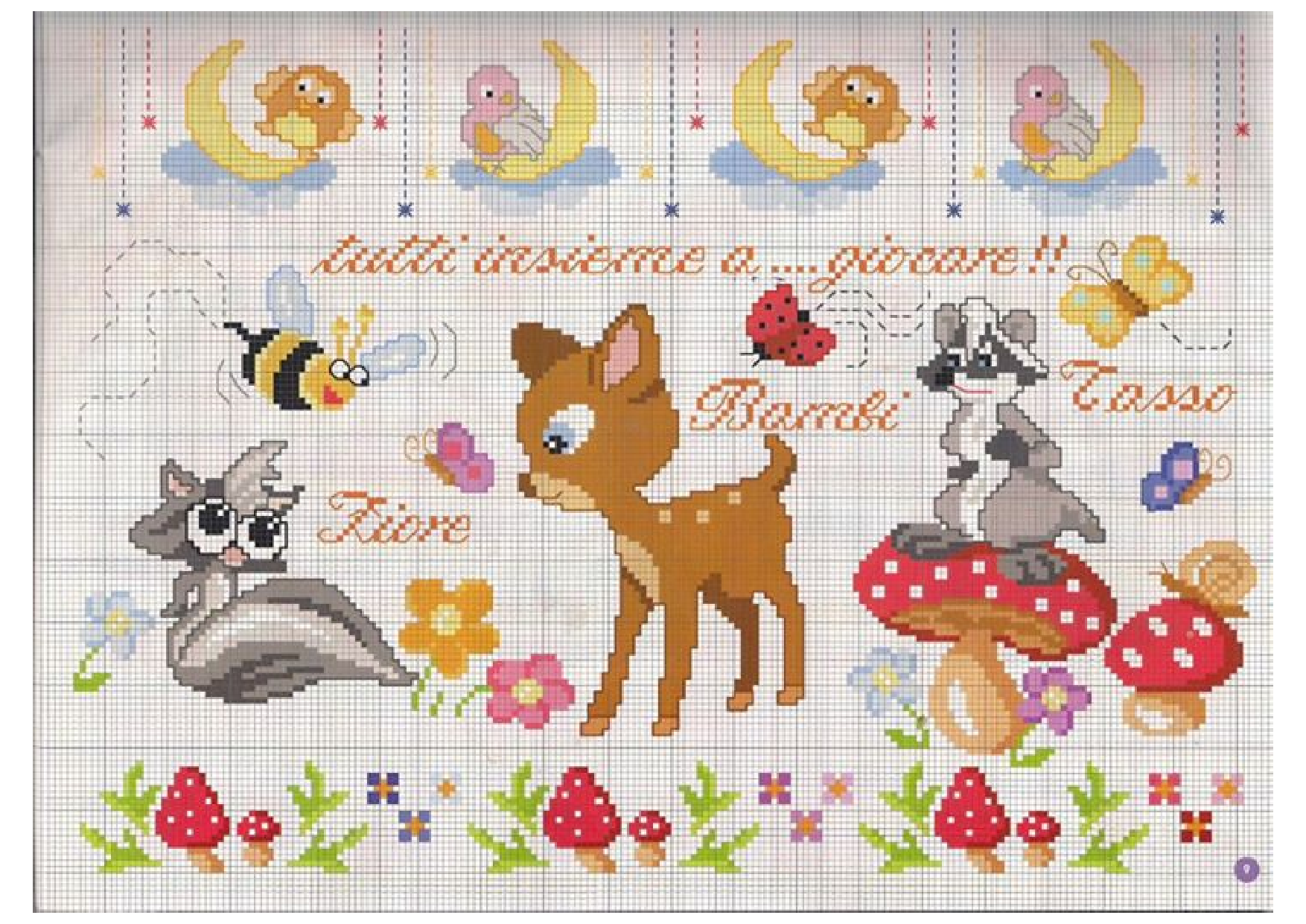 Fiaba punto croce con Bambi
