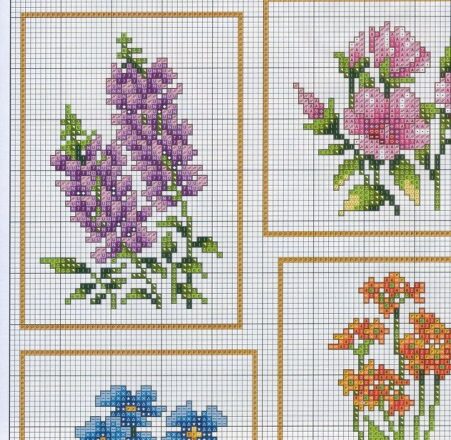 Fiori misti schema punto croce (4)