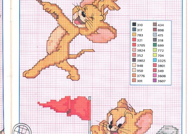 Il Topo Jerry e il golf schemi da ricamare cartoni animati