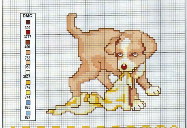 Il cane schema punto croce per bambini
