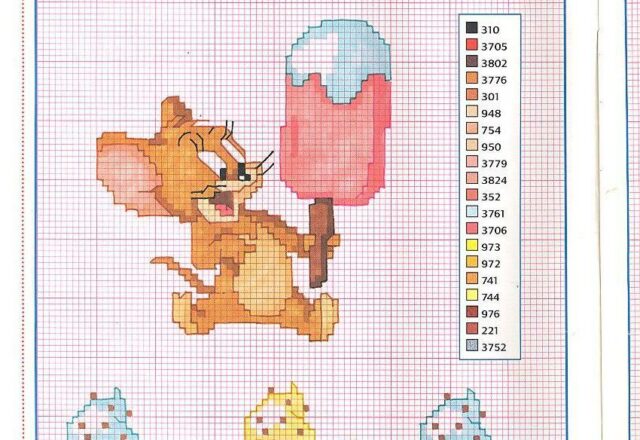 Il topolino Jerry e il gelato schemi da ricamare