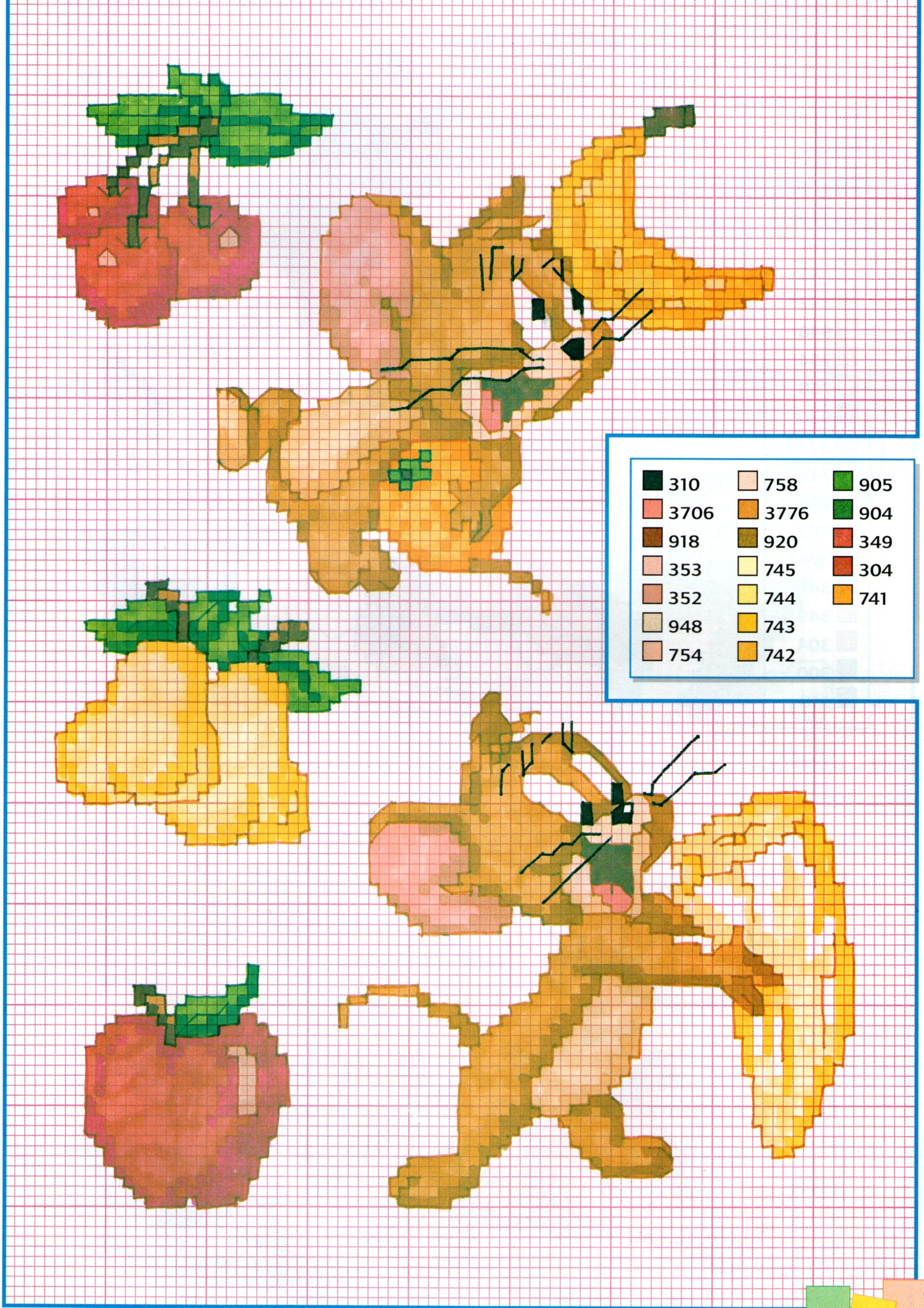 Il topolino Jerry gioca con la frutta