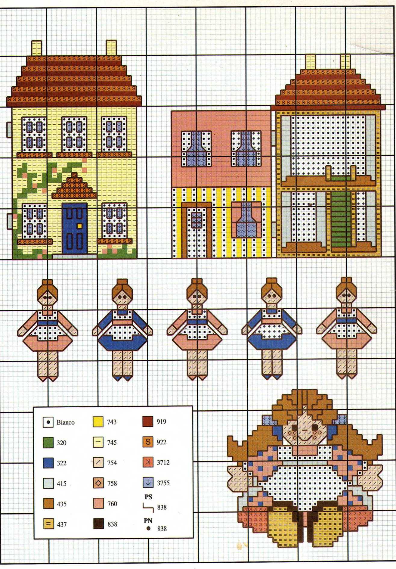 La casa delle bambole schema punto croce gratis