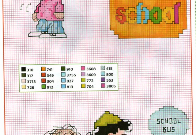 Linus Lucy Sally e il primo giorno di scuola schemi gratis punto croce