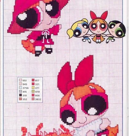Lolly Dolly e Molly le superchicche schema punto croce