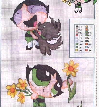Molly delle Powerpuff Girls raccoglie dei fiori narcisi