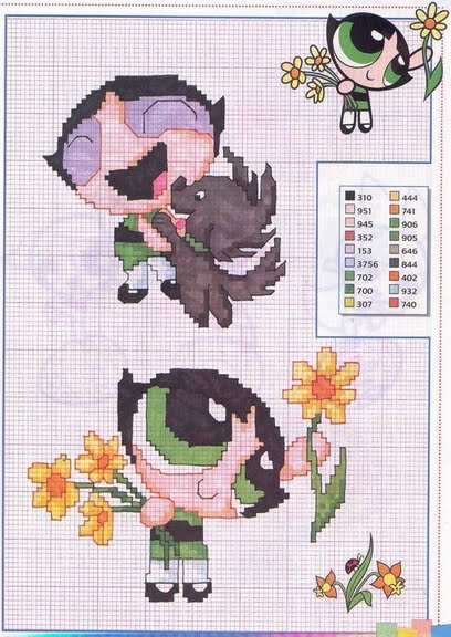 Molly delle Powerpuff Girls raccoglie dei fiori narcisi