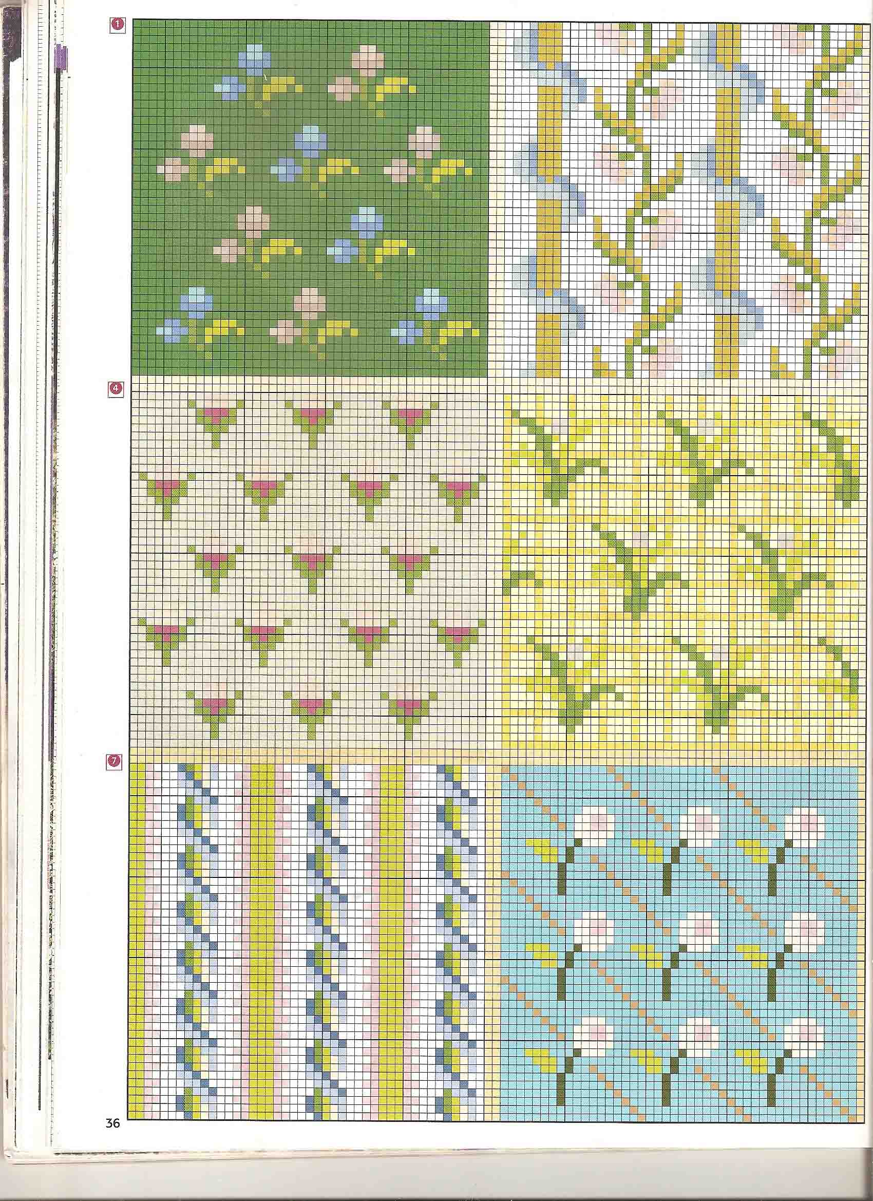 Motivi floreali e geometrici per un cuscino punto croce (2)